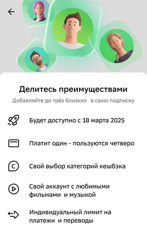 перечень сервисов и услуг, входящих в подписку