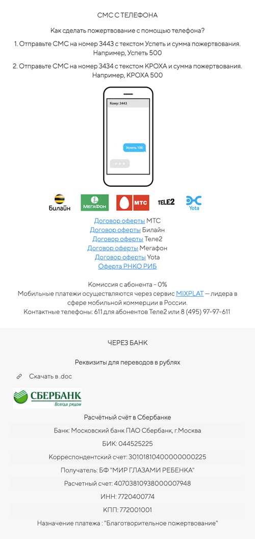 способы оплаты